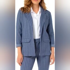 Liverpool Ladies' Gray Boyfriend Princess Dart Stripe Suit Jacket